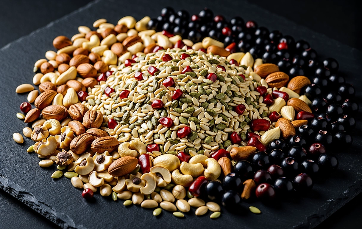 Assorted seeds and berries